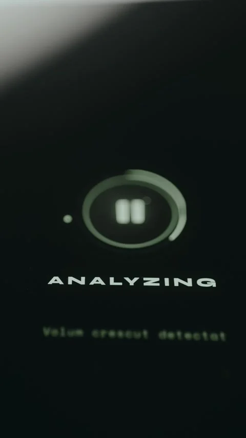 User is pressing a digital play button PLAY PATTER, status changing from Stock Footage 332063942