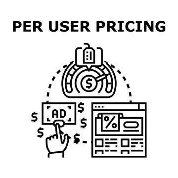 Per user pricing billing model concept Stock Illustration