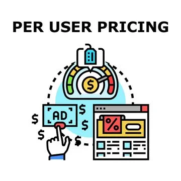 Per user pricing billing model concept Stock Illustration