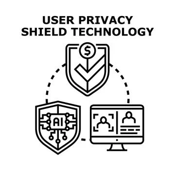 User privacy and data protection shield technology Stock Illustration