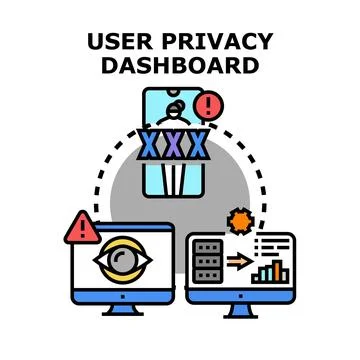 User privacy dashboard managing personal data access and security Stock Illustration