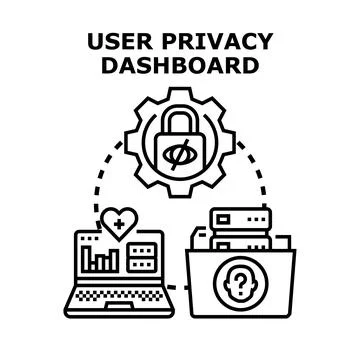 User privacy dashboard managing personal data protection settings Stock Illustration