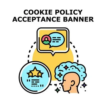 User privacy preferences management cookie policy acceptance banner Stock Illustration