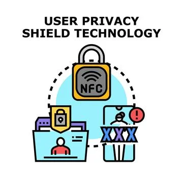 User privacy shield protecting digital information technology イラスト素材