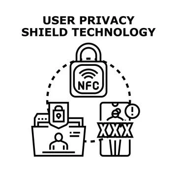 User privacy shield protecting digital information technology Stock Illustration