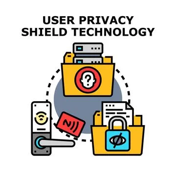 User privacy shield technology protecting personal data access Stock Illustration