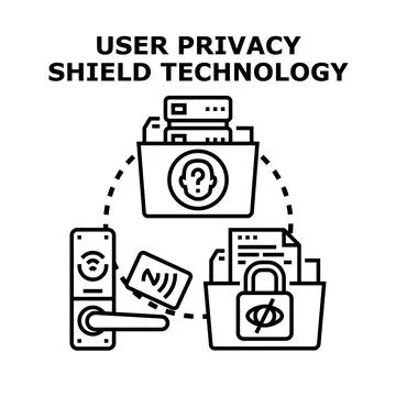 User privacy shield technology protecting personal data access Stock Illustration