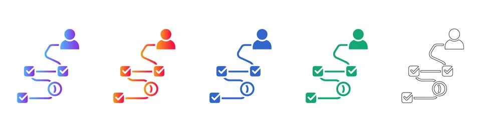 User Process Flow Icons for Workflow Management 库存插图