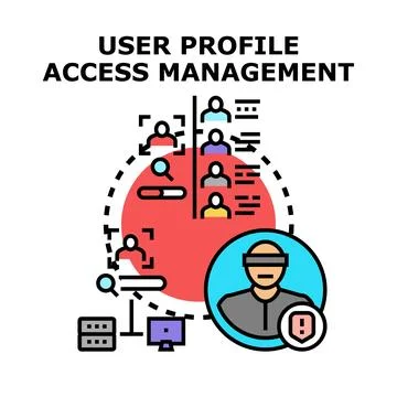User profile access management secure information technology system Illustrazione stock