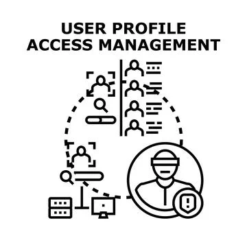 User profile access management secure information technology system Illustrazione stock