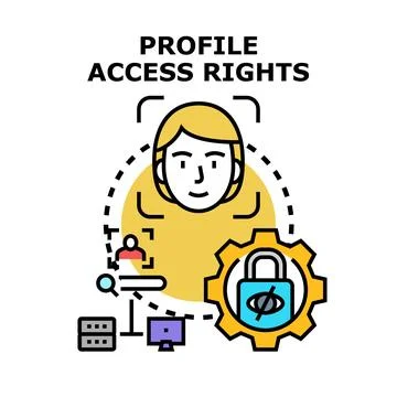 User profile access rights management concept Stock Illustration