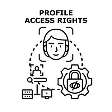 User profile access rights management concept Stock Illustration
