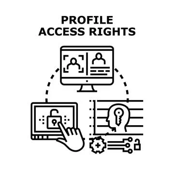 User profile access rights managing personal data security Stock Illustration