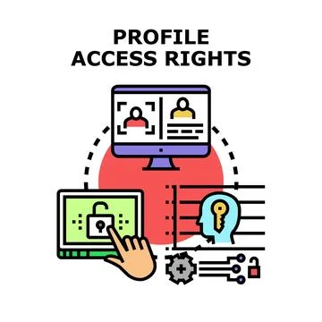 User profile access rights managing personal data security Illustrazione stock