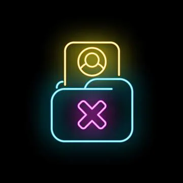 User profile account folder delete neon icon Stock-Illustration