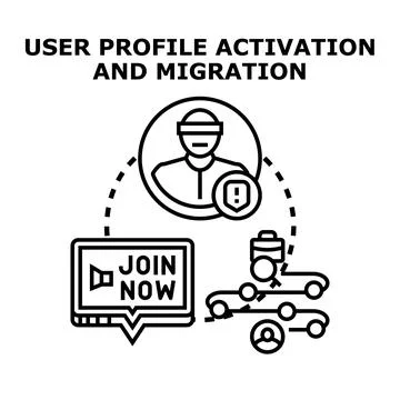User profile activation and migration process Stock Illustration