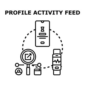 User profile activity feed and digital device data Stock Illustration