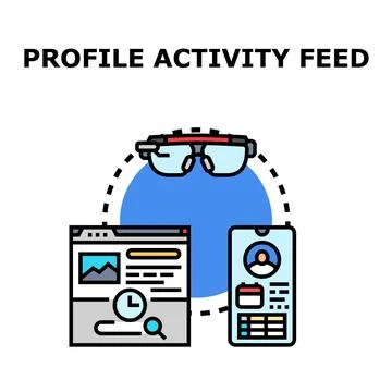 User profile activity feed tracking and analytics Stock Illustration