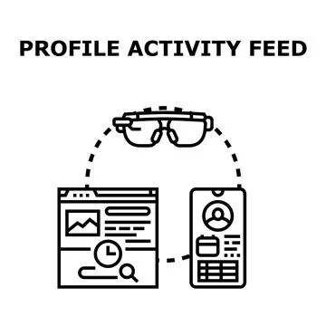 User profile activity feed tracking and analytics Stock Illustration