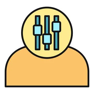 User profile adjusting settings with sliders icon Stock Illustration
