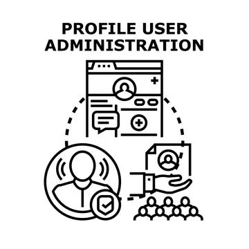 User profile administration, management and authorization concept Stock Illustration