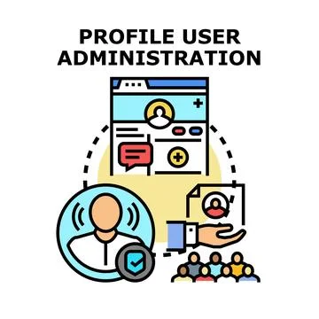 User profile administration, management and authorization concept Stock Illustration