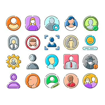 User profile and account management interface icons 스톡 일러스트