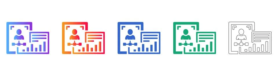 User Profile and Analytics Dashboard Icons Stockillustratie