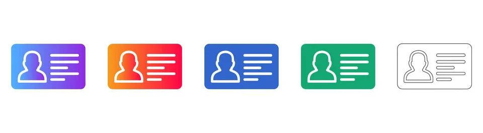 User Profile and Identification Card Icons 库存插图