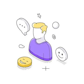 User Profile And Social Media Feedback Communication Isometric Vector Illus.. Illustrazione stock