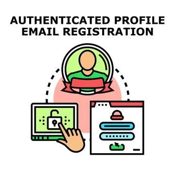 User profile authentication and email registration process Stock Illustration
