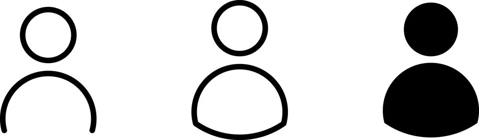 User profile avatar icon set, profile symbol in solid and outline styles, person Stock Illustration