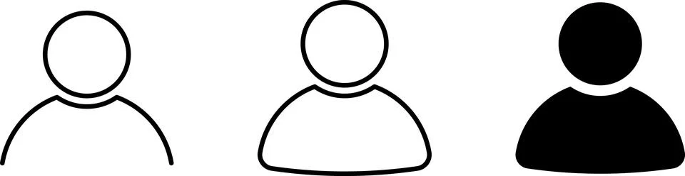 User profile avatar icon set, profile symbol in solid and outline styles, person Stock Illustration