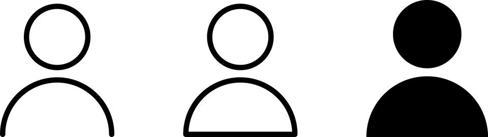 User profile avatar icon set, profile symbol in solid and outline styles, person Stock Illustration