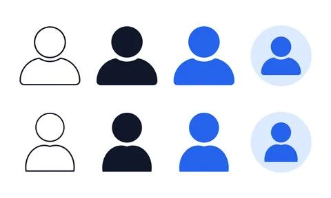 User profile avatar icon variations in outline solid flat and circular styl.. Stock Illustration