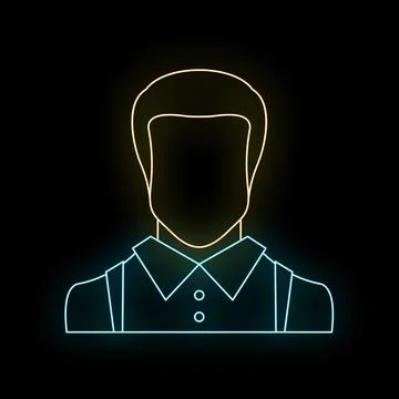 User profile avatar neon glowing outline icon Stock Illustration