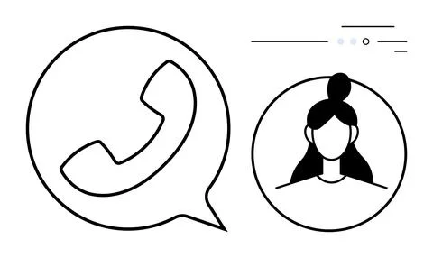 User profile avatar next to large phone icon within speech bubble. Ideal for  Stock Illustration