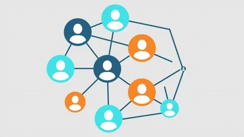 User profile avatars connect in team networks for organizational chart Vídeo Stock 346933850
