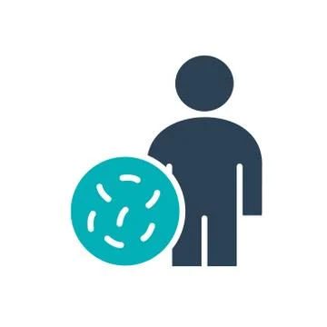 User profile with bacteria colored icon. Infections, coronavirus symbol Stock Illustration