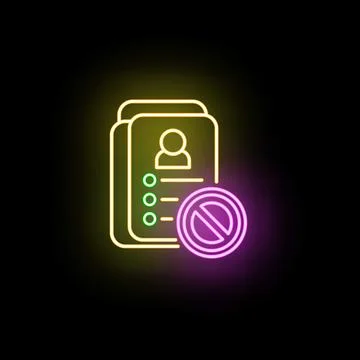 User profile blocking neon sign icon on dark background Stock Illustration