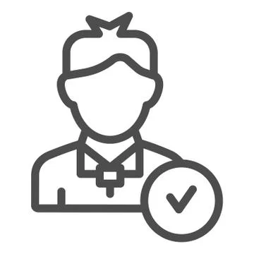 User profile with check line icon. Man with tick vector illustration isolated on Stock Illustration