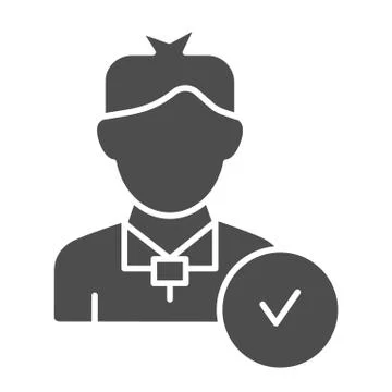 User profile with check solid icon. Man with tick vector illustration isolated Stock Illustration