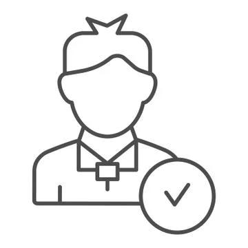 User profile with check thin line icon. Man with tick vector illustration Stock Illustration
