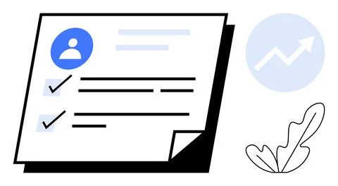 User Profile with Checklist and Positive Growth Graph on Minimalist Layout Stock Illustration