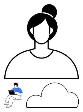 User Profile with Cloud Storage and Remote Work Concept Illustration Stock Illustration