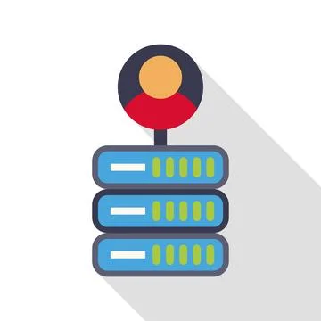 User profile connected to database server rack Stock Illustration