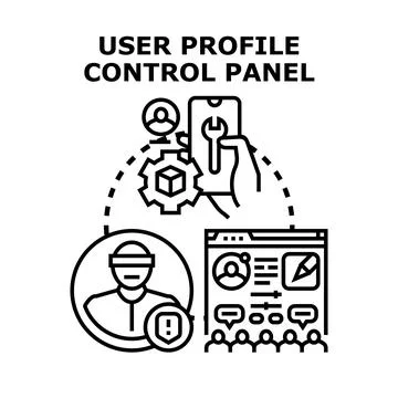 User profile control panel managing data and privacy Ilustración de archivo