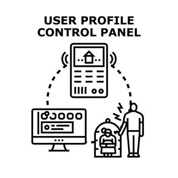 User profile control panel managing digital identity and access Stock Illustration