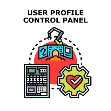 User profile control panel managing system settings Stock Illustration