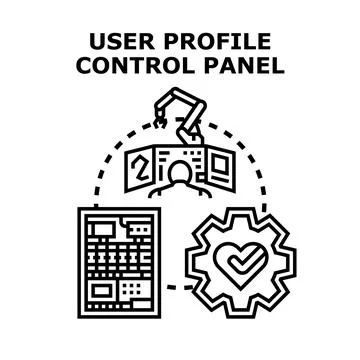 User profile control panel managing system settings Stock Illustration